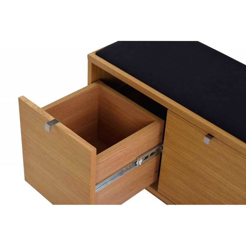 RO Confe Bench 2 Drawers Oak/Black